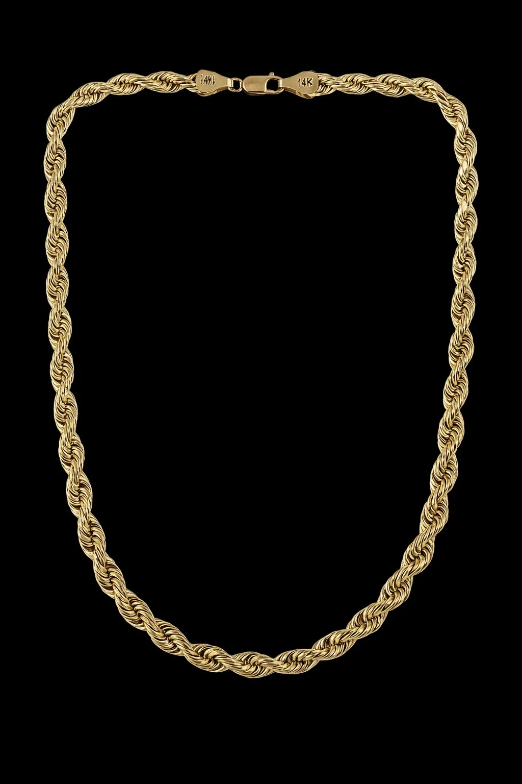 14K Gold Rope Chain – 24” Length, 8mm Width (Solid, Lobster Clasp)