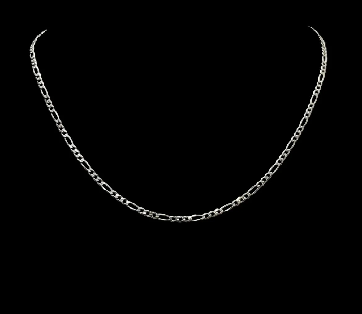 22” Figaro Chain – 925 Sterling Silver, Made in Italy