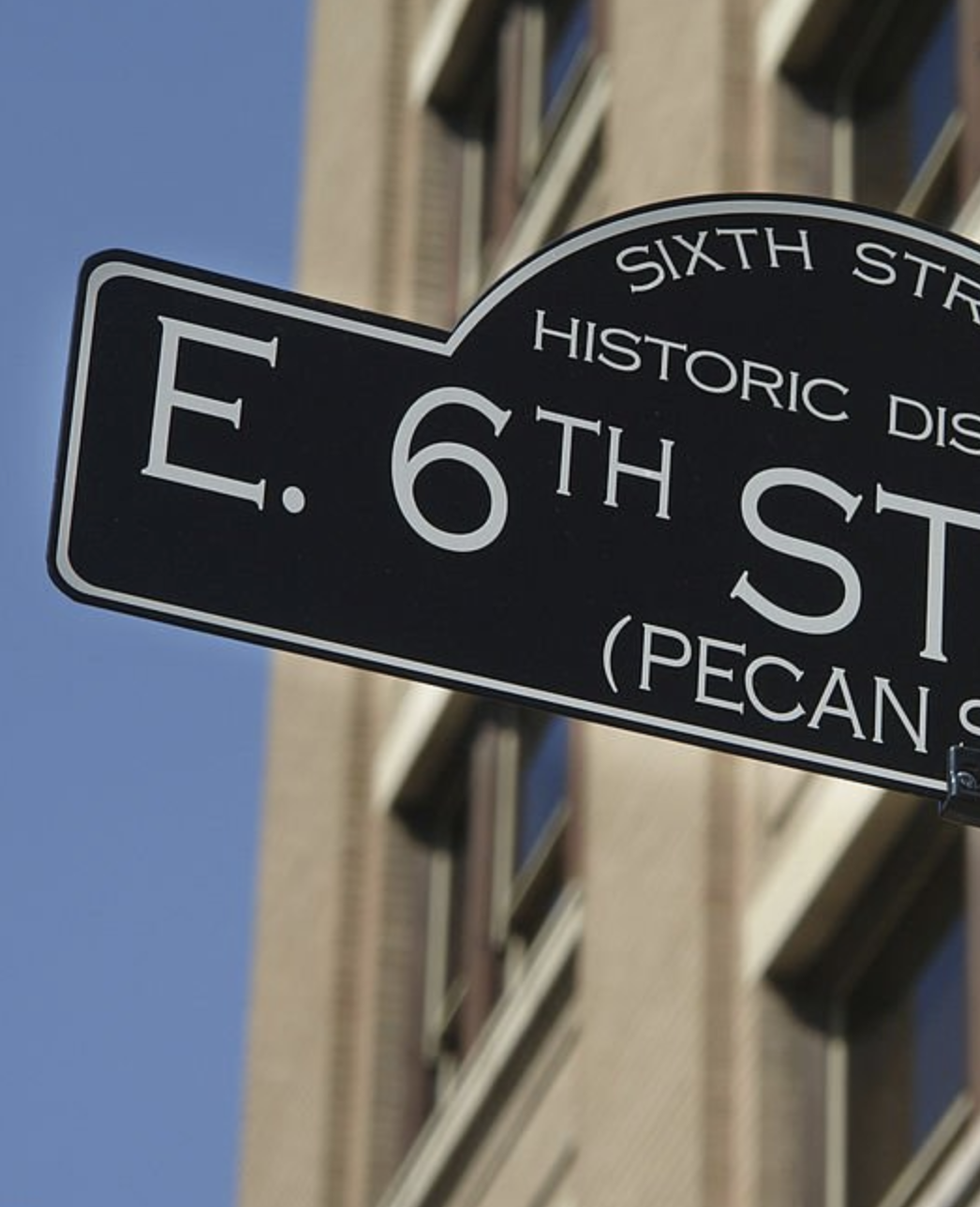 East 6th Street Historic District sign in East Austin Texas