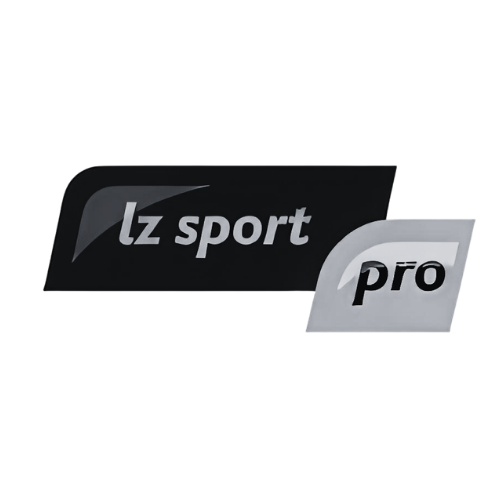 Black and white soccer ball with 'lz sport' and 'pro' written on it.