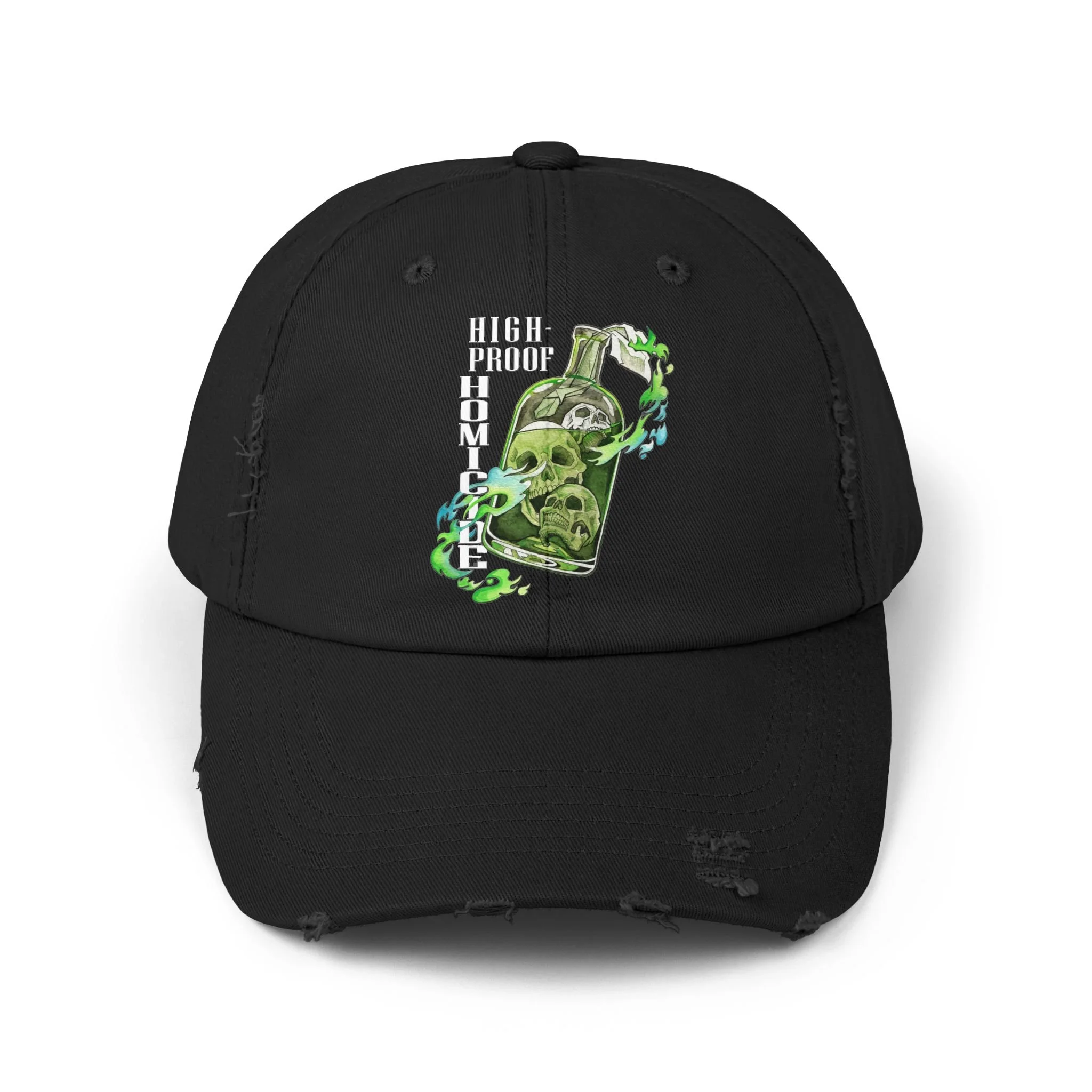 Distressed Cap — 'High-Proof Homicide' Band Graphic Hat