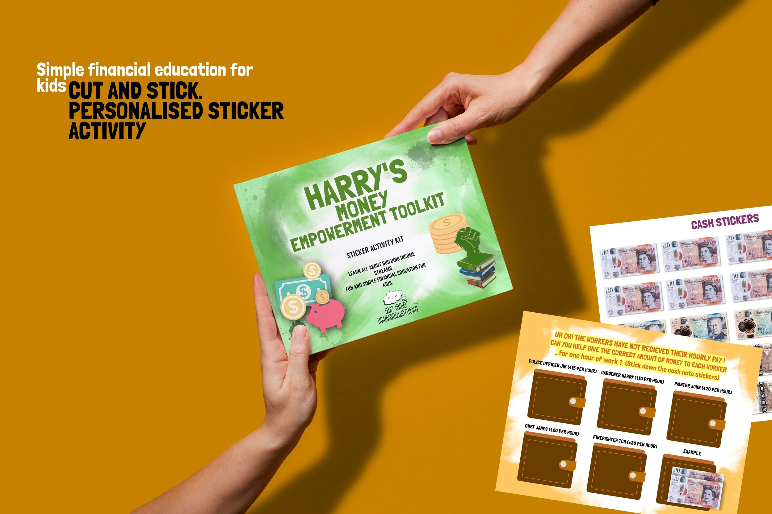 MONEY EMPOWERMENT TOOLKIT- Personalised sticker activity kit + free affirmations audio (Simple financial education for kids)