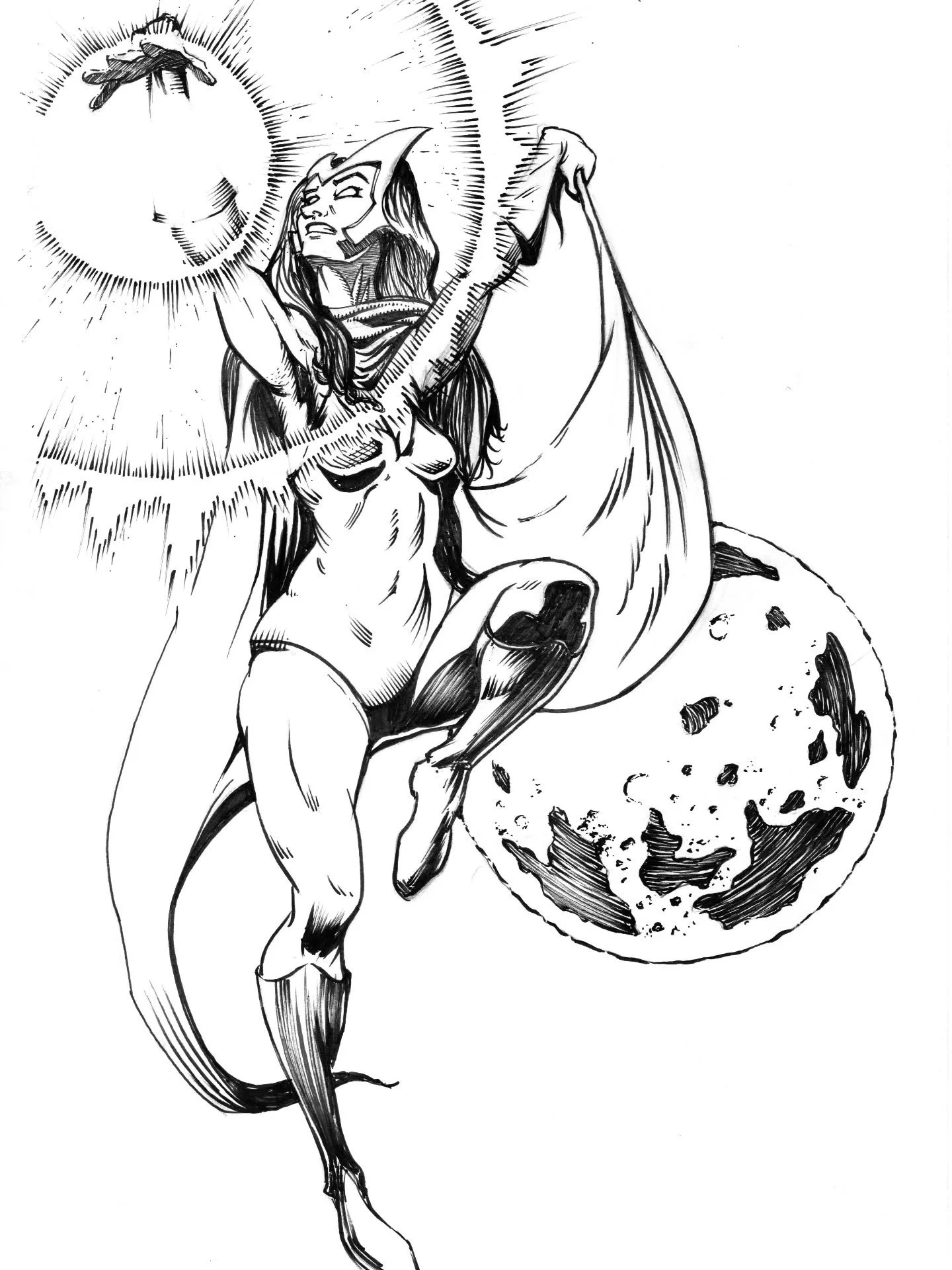 The Scarlet Witch pencil to ink on 11"x17" Bristol Board!
