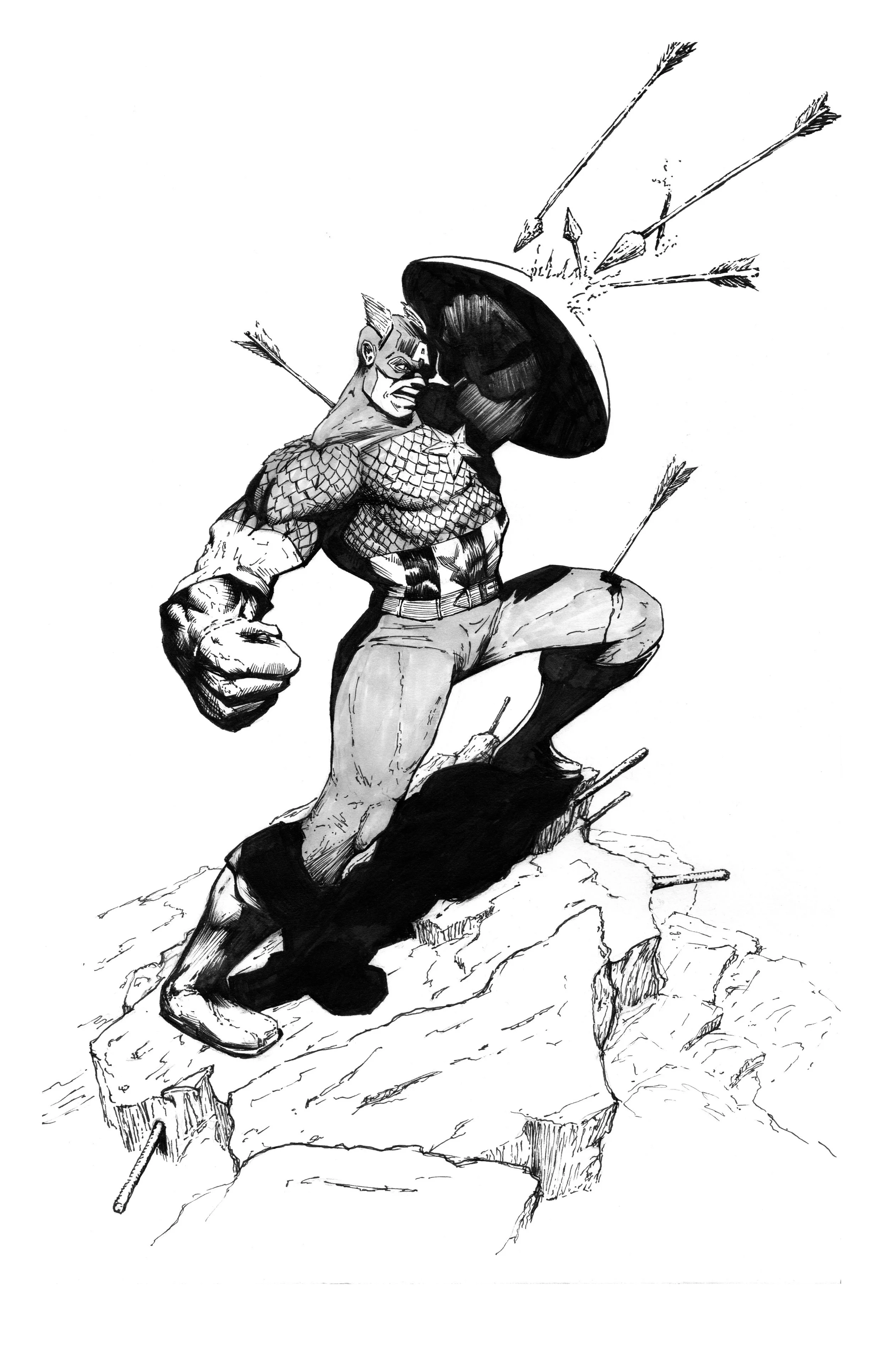Print - B&W - Captain America Arrows