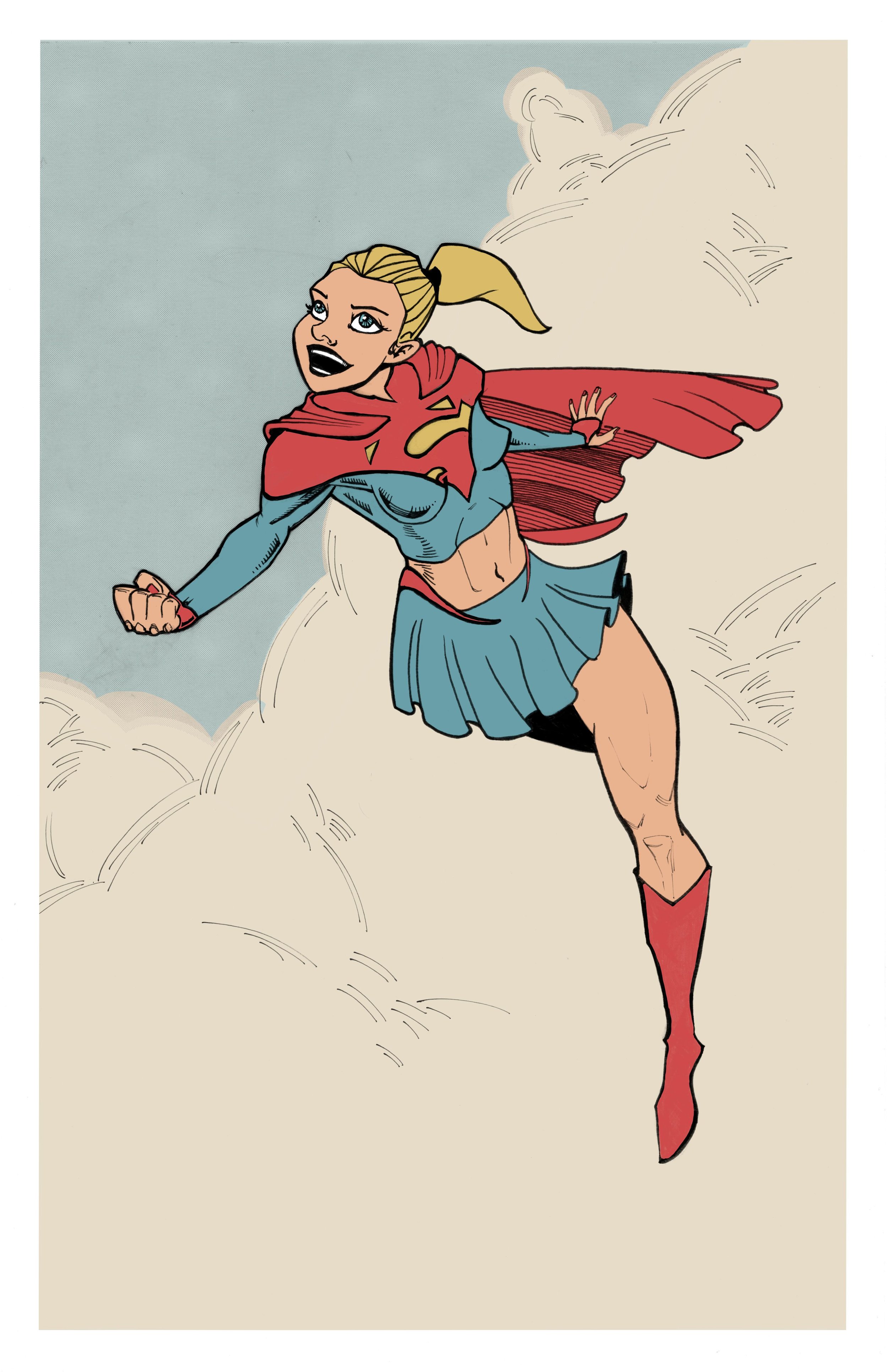 Print - Color - Supergirl In The Sky
