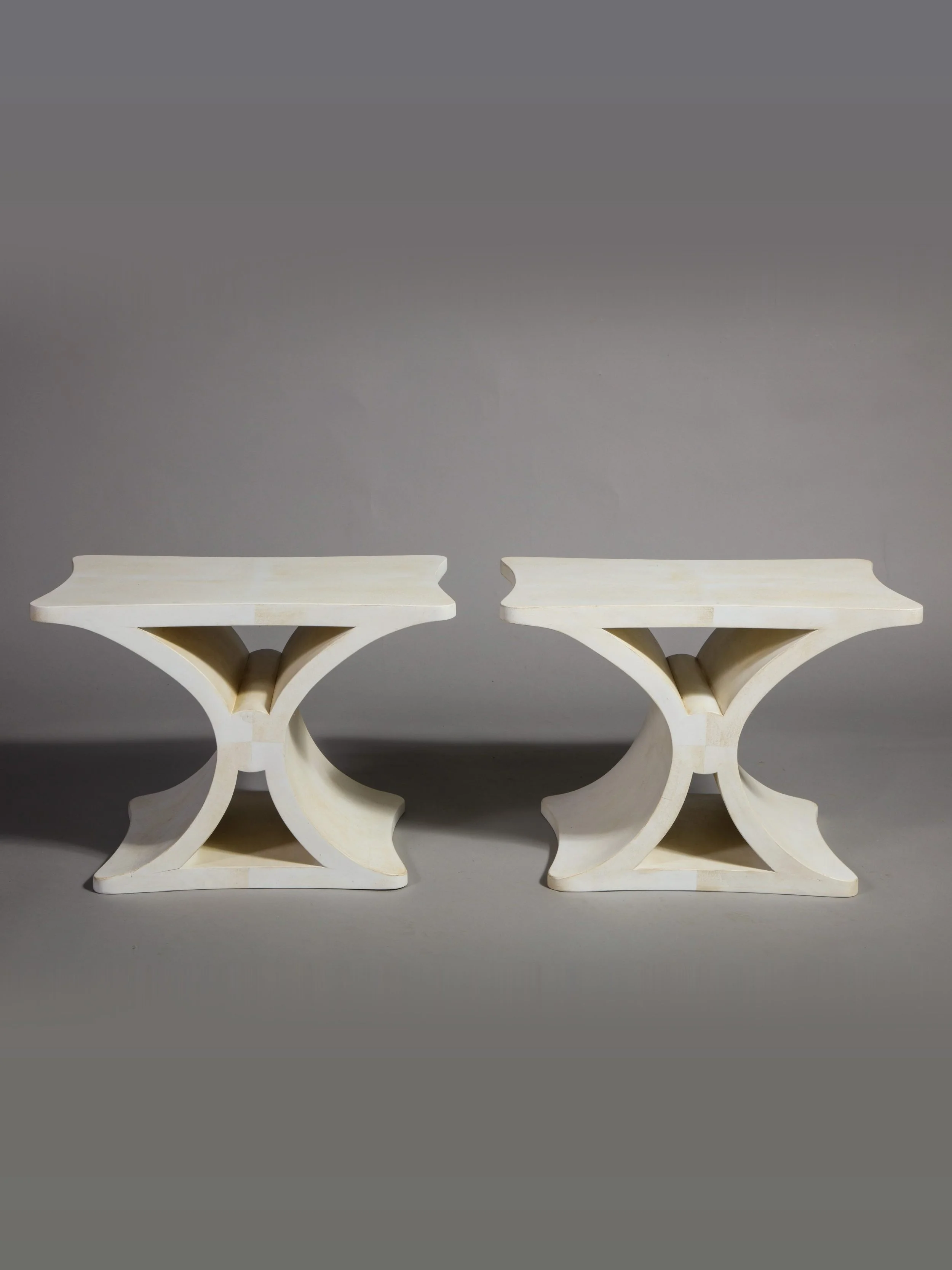 A Pair of Contemporary X-Form End Tables in the manner of Jean-Michel Frank