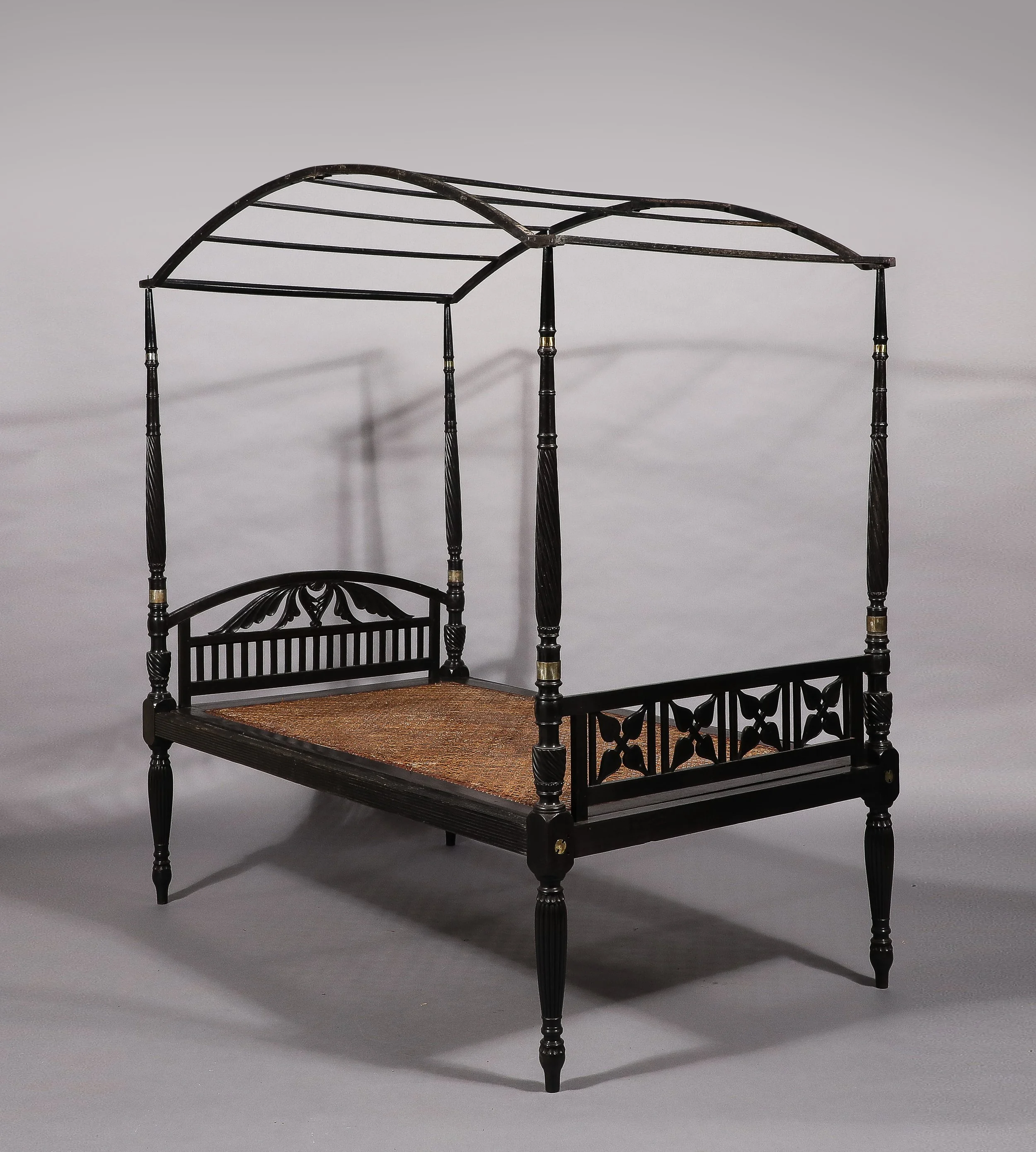 19th C Anglo-Indian Bed in Solid Ebony, Coromandel Coast India