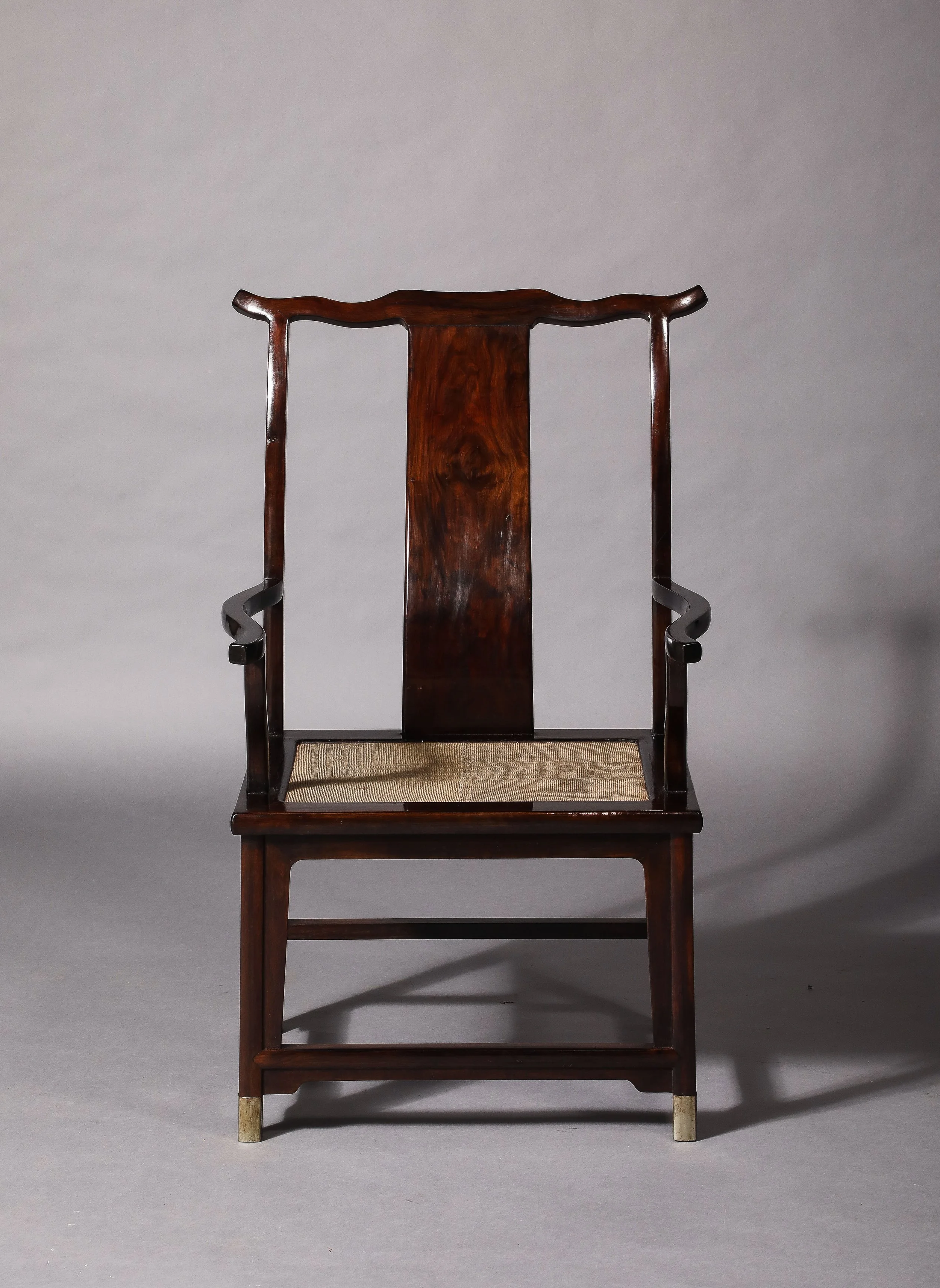 Rare Zitan and other Hardwoods Yokeback Meditation Chair Chinese, 18th C Qing Dynasty