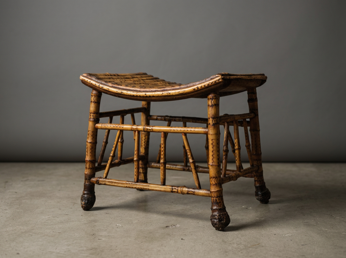 Saddle Seated Bamboo Thebes Stool Circa 1900