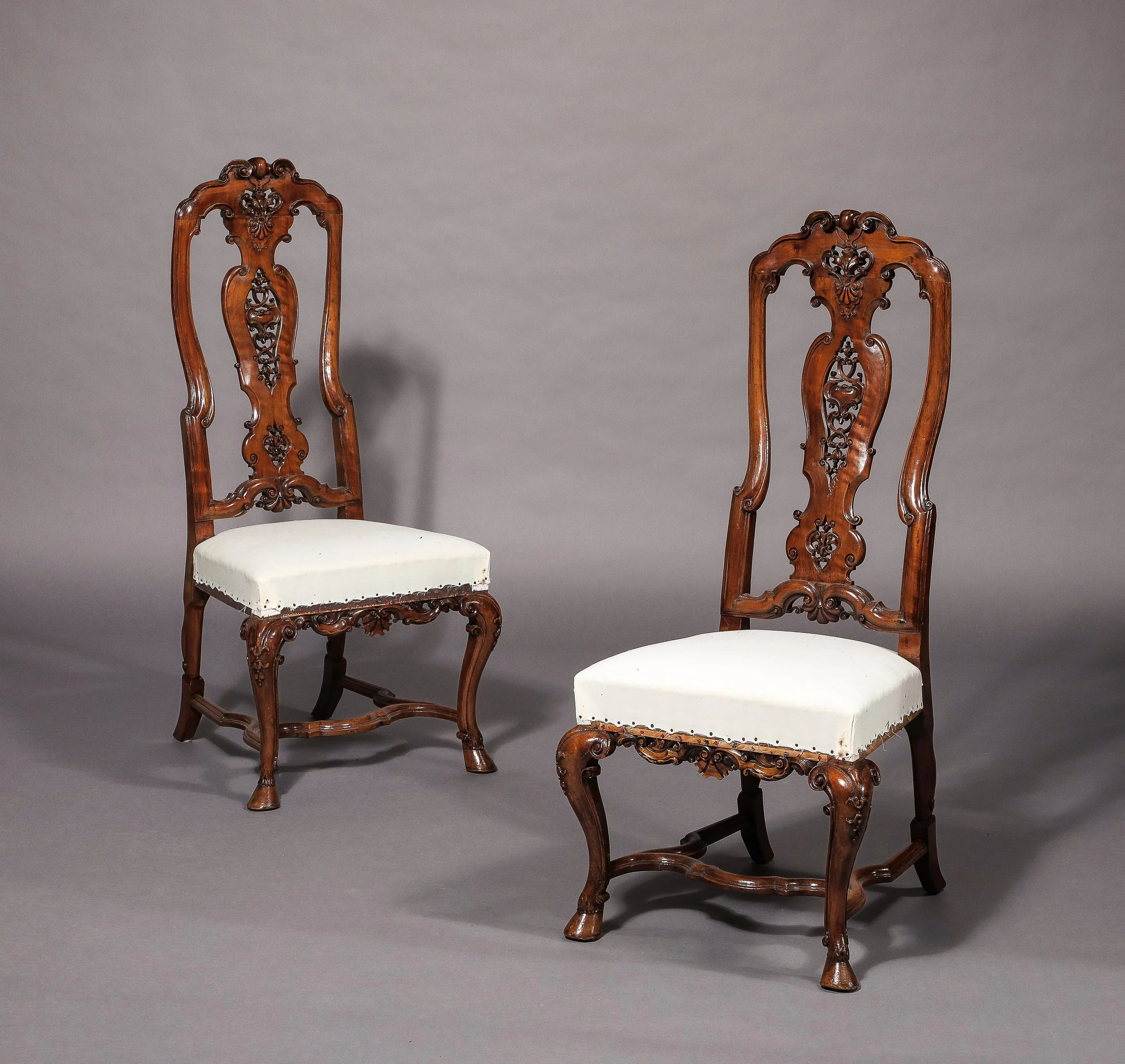 Set of Six Anglo-Dutch Walnut Side Chairs