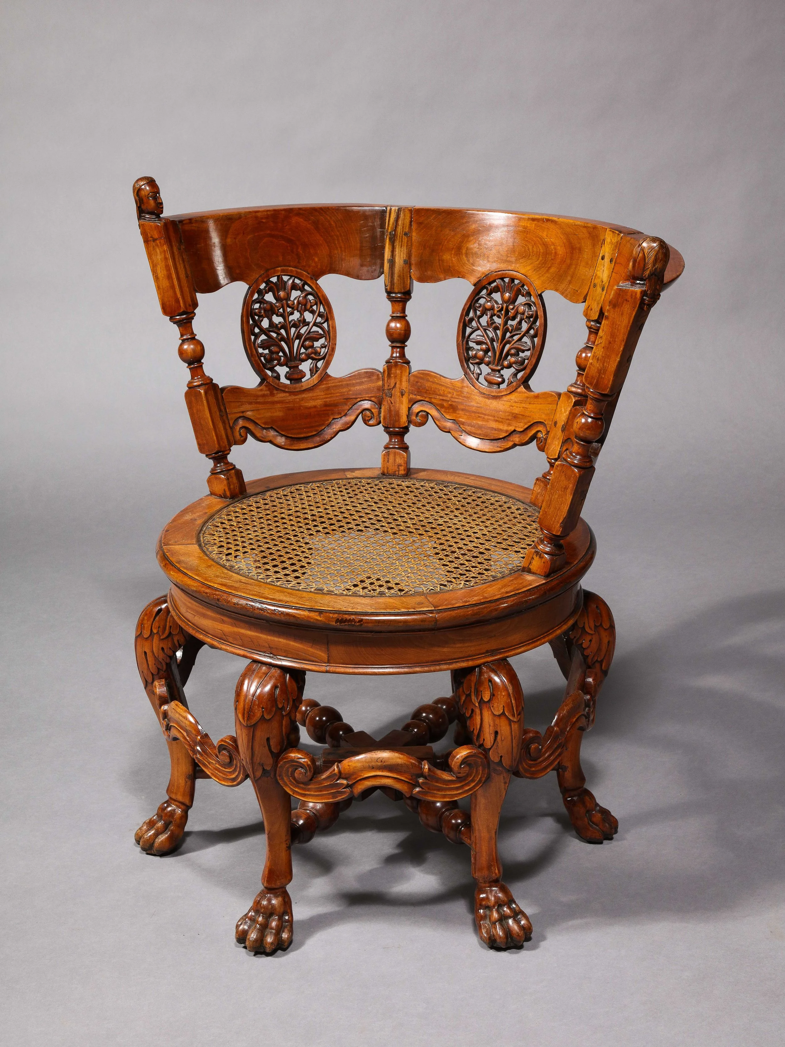 Dutch Colonial Swivel Chair, Batavian or Ceylonese