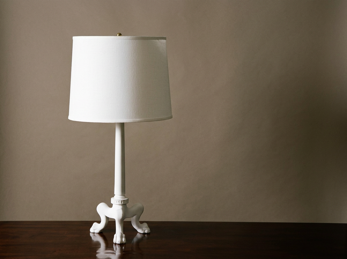 Pair of Cast Plaster Roman Style Tripod Base Lamps