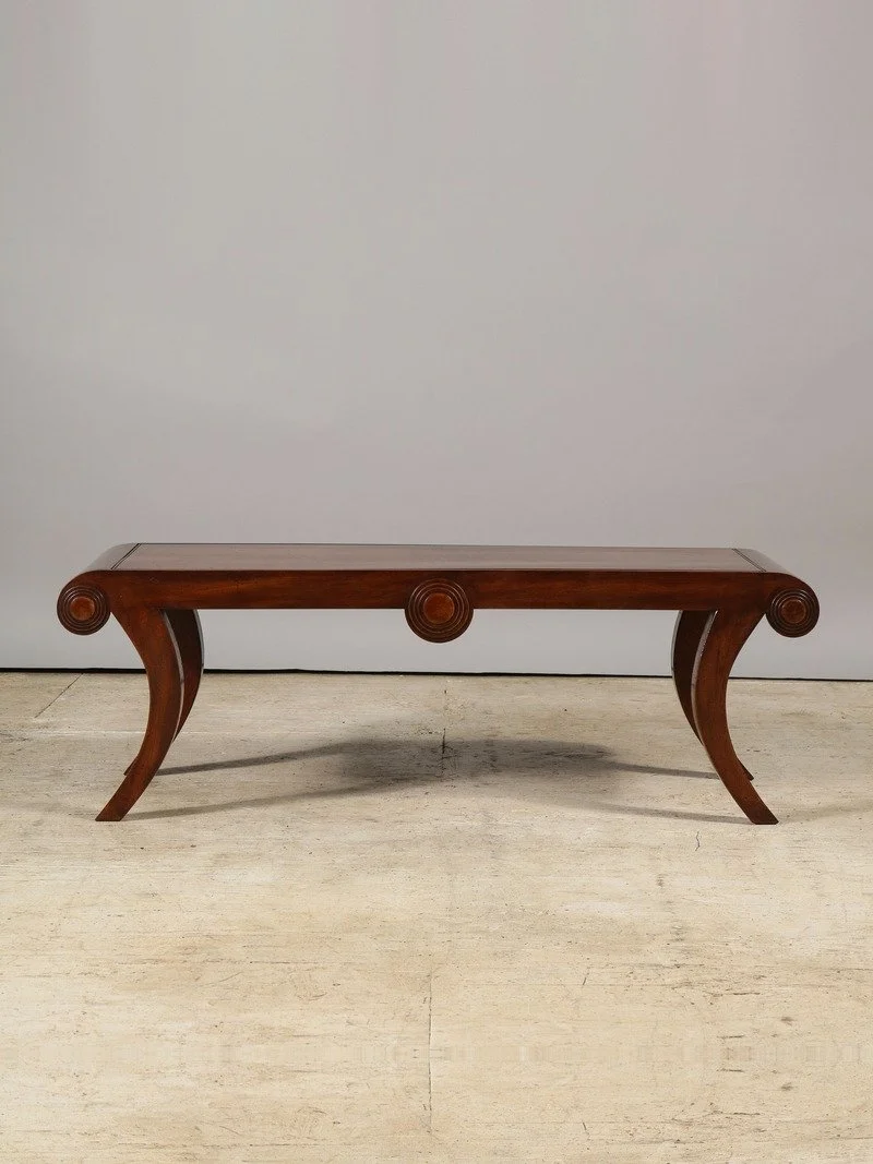 Regency Style Mahogany Scroll Bench