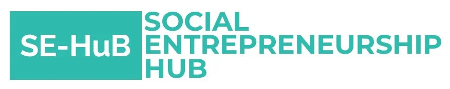Logo for SE-HuB, Social Entrepreneurship Hub with teal background and white text.