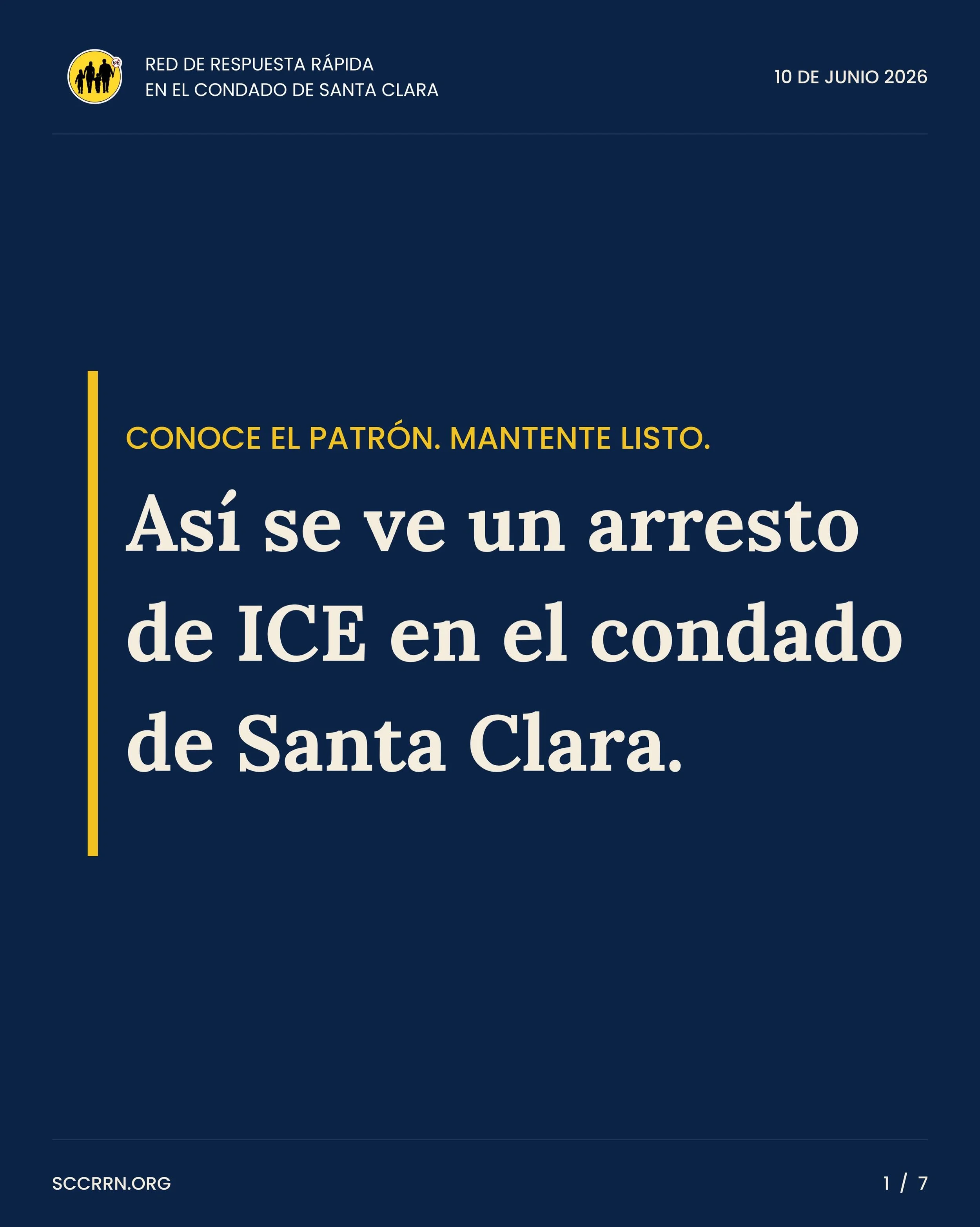 As&iacute; se ve un arresto de ICE en el Condado de Santa Clara. Desliza y mira el video.
Estar alerta es protecci&oacute;n. Nos cuidamos entre todos.
📞 24/7: 408-290-1144