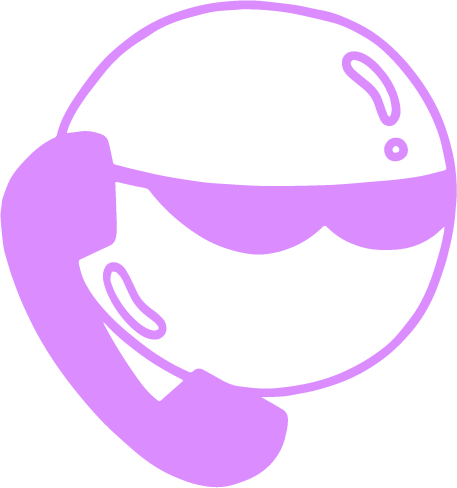 Une icône violette représentant un personnage avec un téléphone.