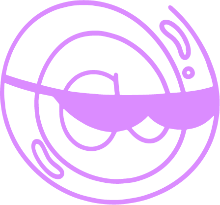 Une icône violette représentant un personnage ayant une tête ressemblant à un @