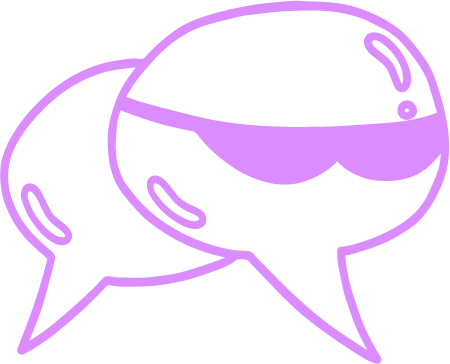 Deux bulles de dialogue stylisées en violet