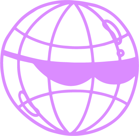 Une icône violette représentant un personnage ayant une tête ressemblant au monde internet