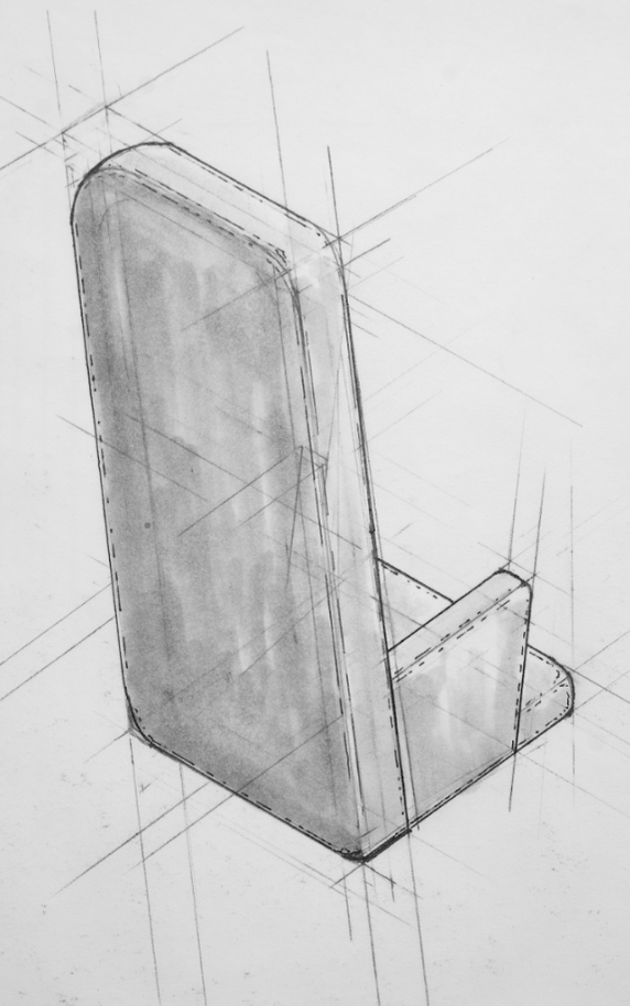 A sketch drawing of a portable seat