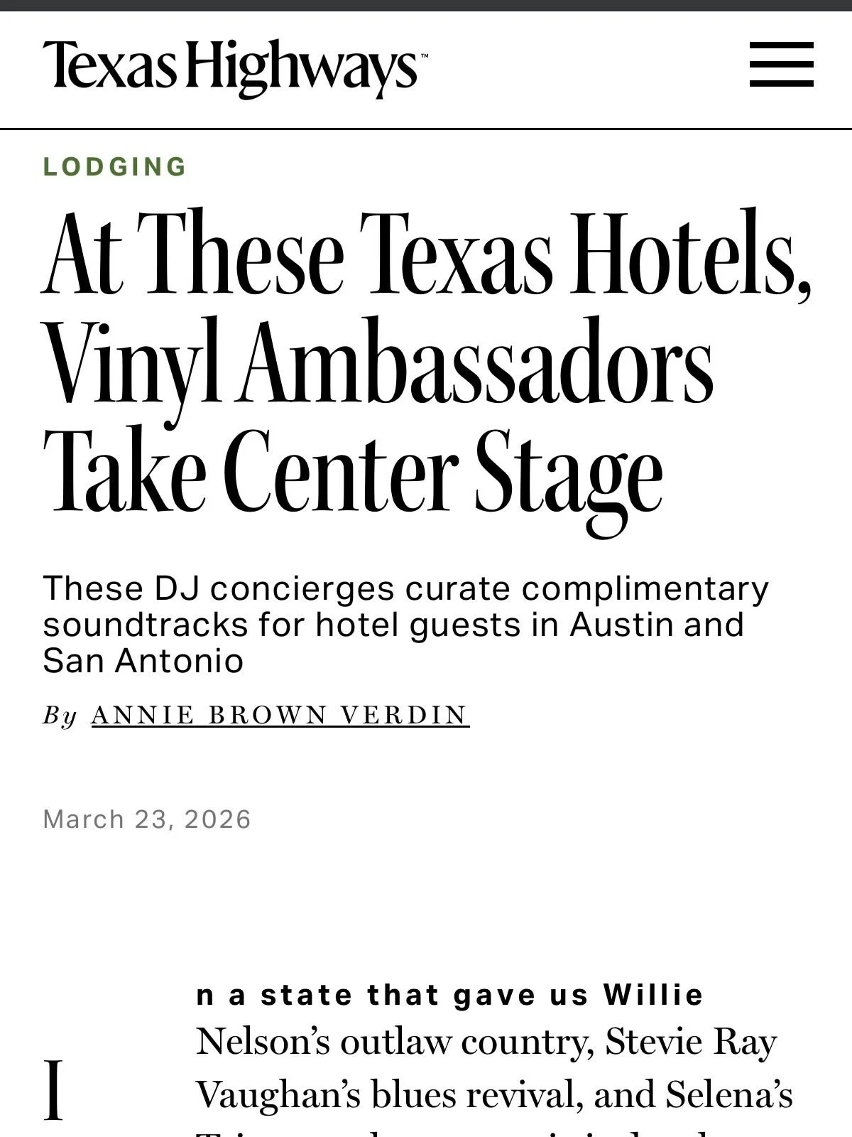 Ever heard of a vinyl ambassador? Yeah, me either&mdash;until I visited @thegunterhotel in San Antonio last winter. 

Meet Jack and Gibby in my latest for @texashighways, two of the most genuinely knowledgeable, kind, and diverse music minds I&rsquo;