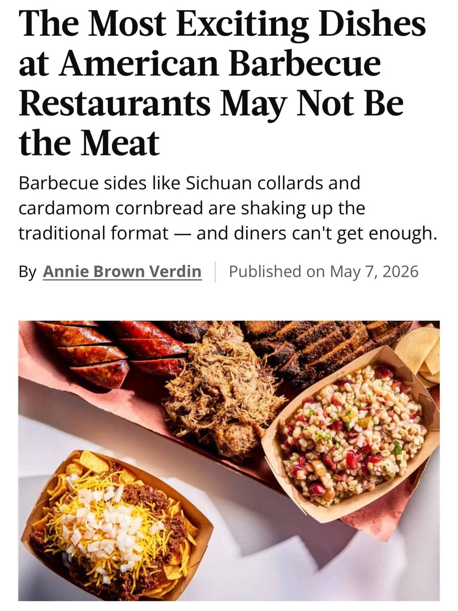 With zero disrespect to the main event, I&rsquo;ve always been equally as excited about the sides. The story inspo initially came from lunch at @leroyandlewis, and it quickly became clear that barbecue sides across the U.S. are having a real moment.
