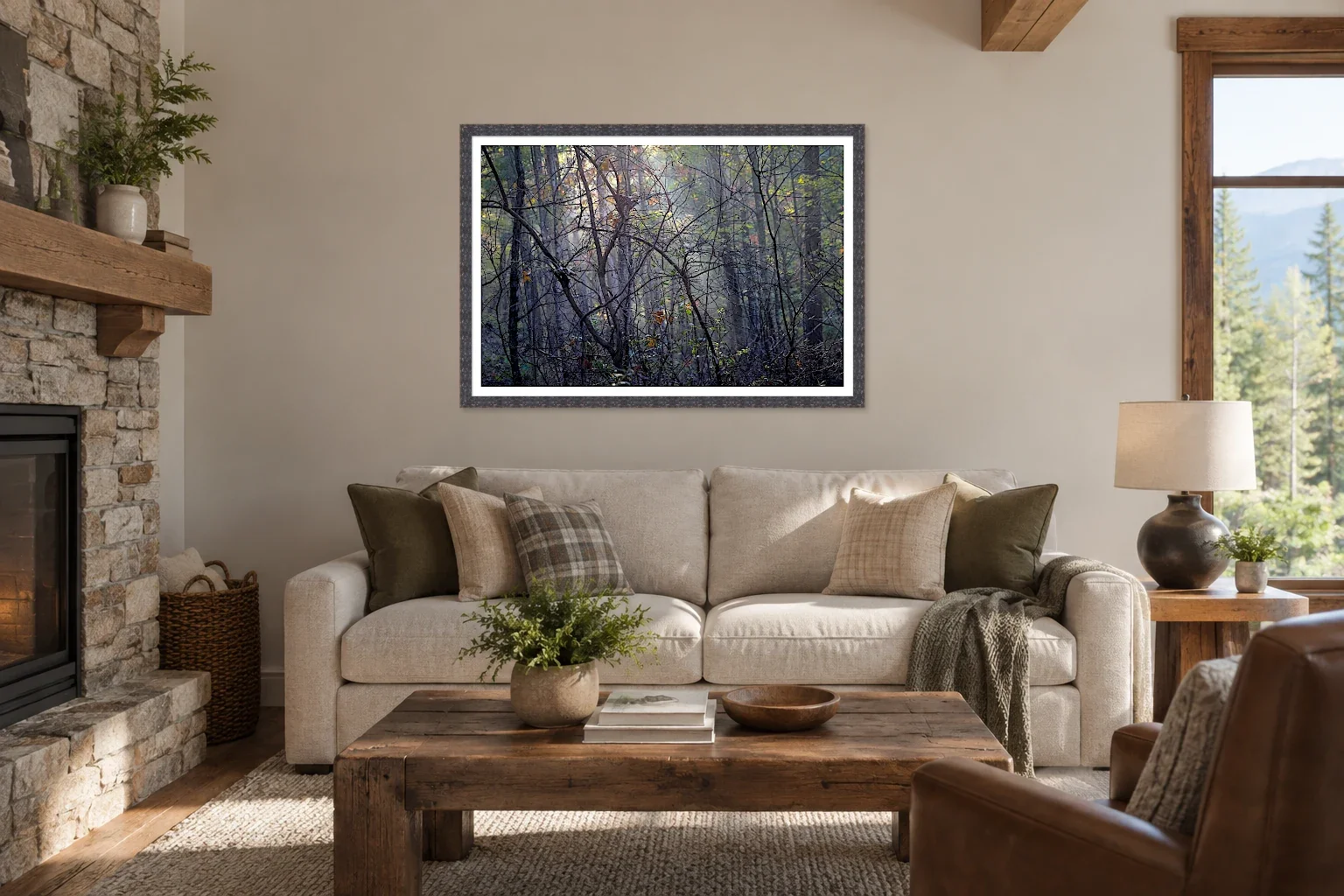 Backlit Branches in Morning Forest Light_Mockup-Rustic.webp