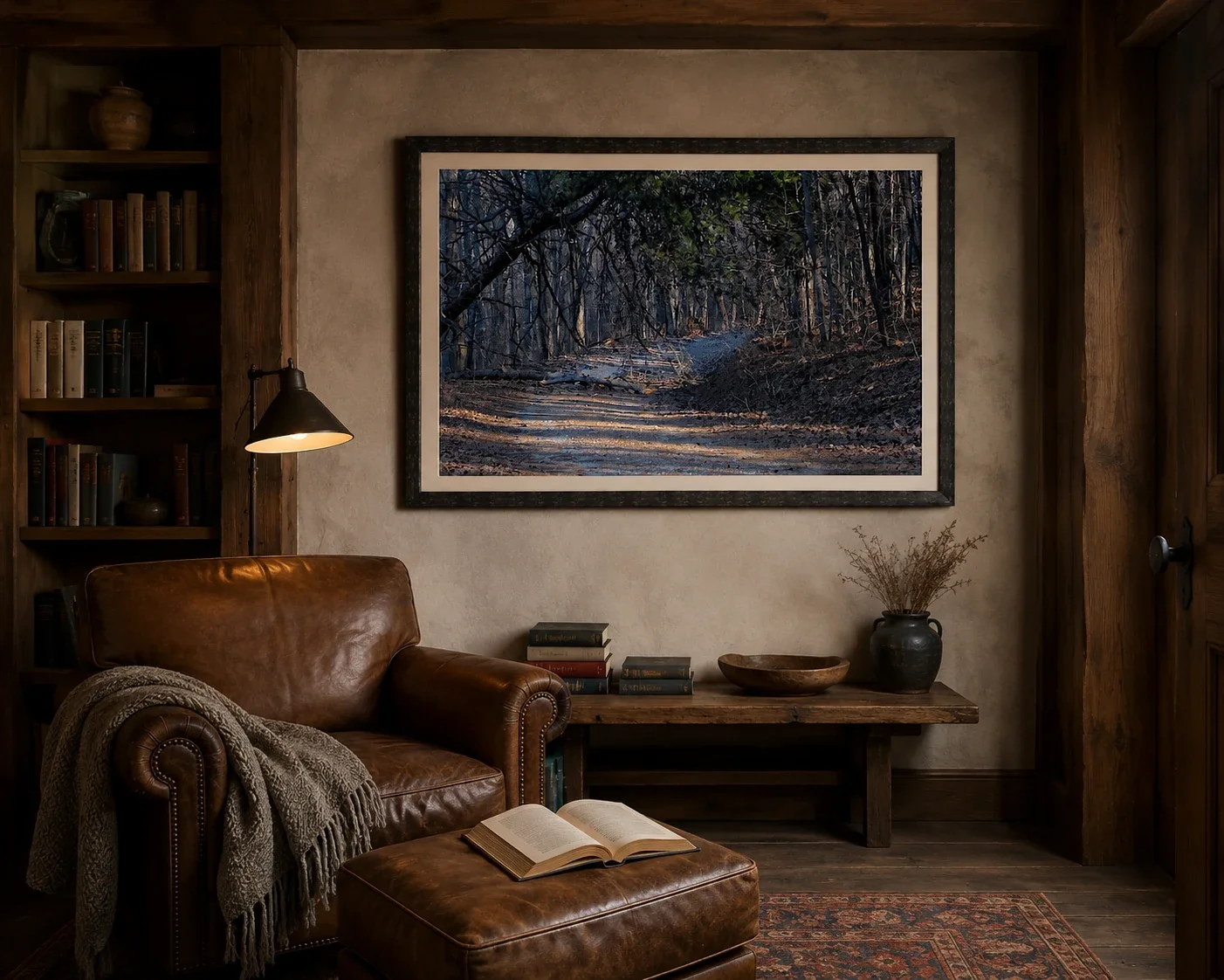 Forest Road Through Winter Forest Interior