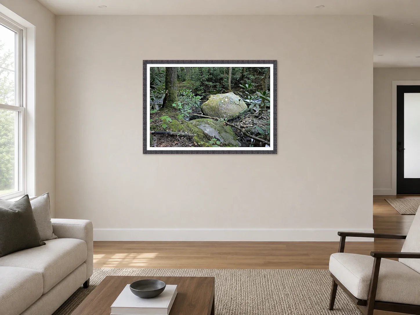 Mossed Boulder by Stream