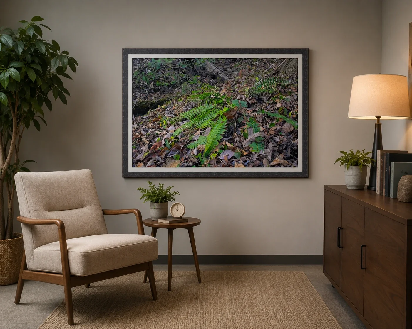 Winter Ferns Along a Woodland Slope