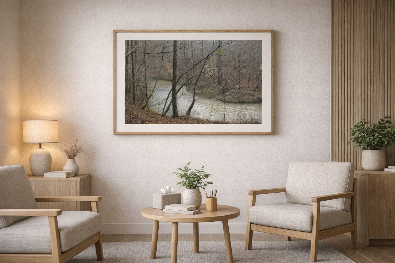 Quiet Forest Stream in Winter