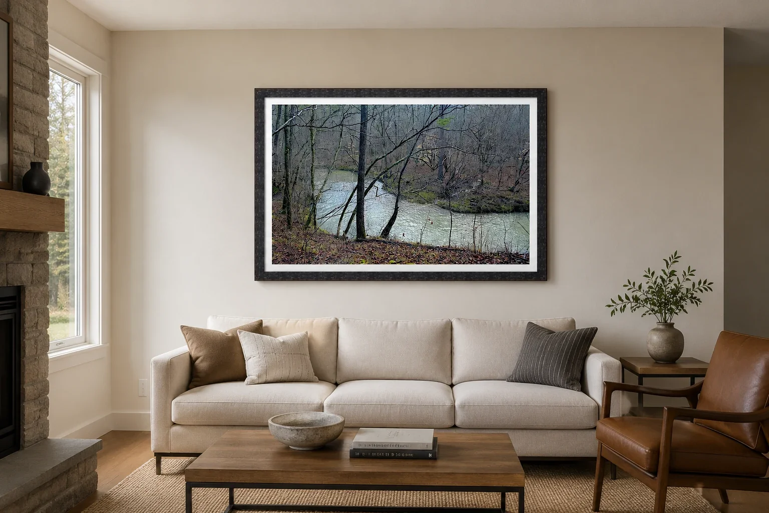 Quiet Forest Stream in Winter