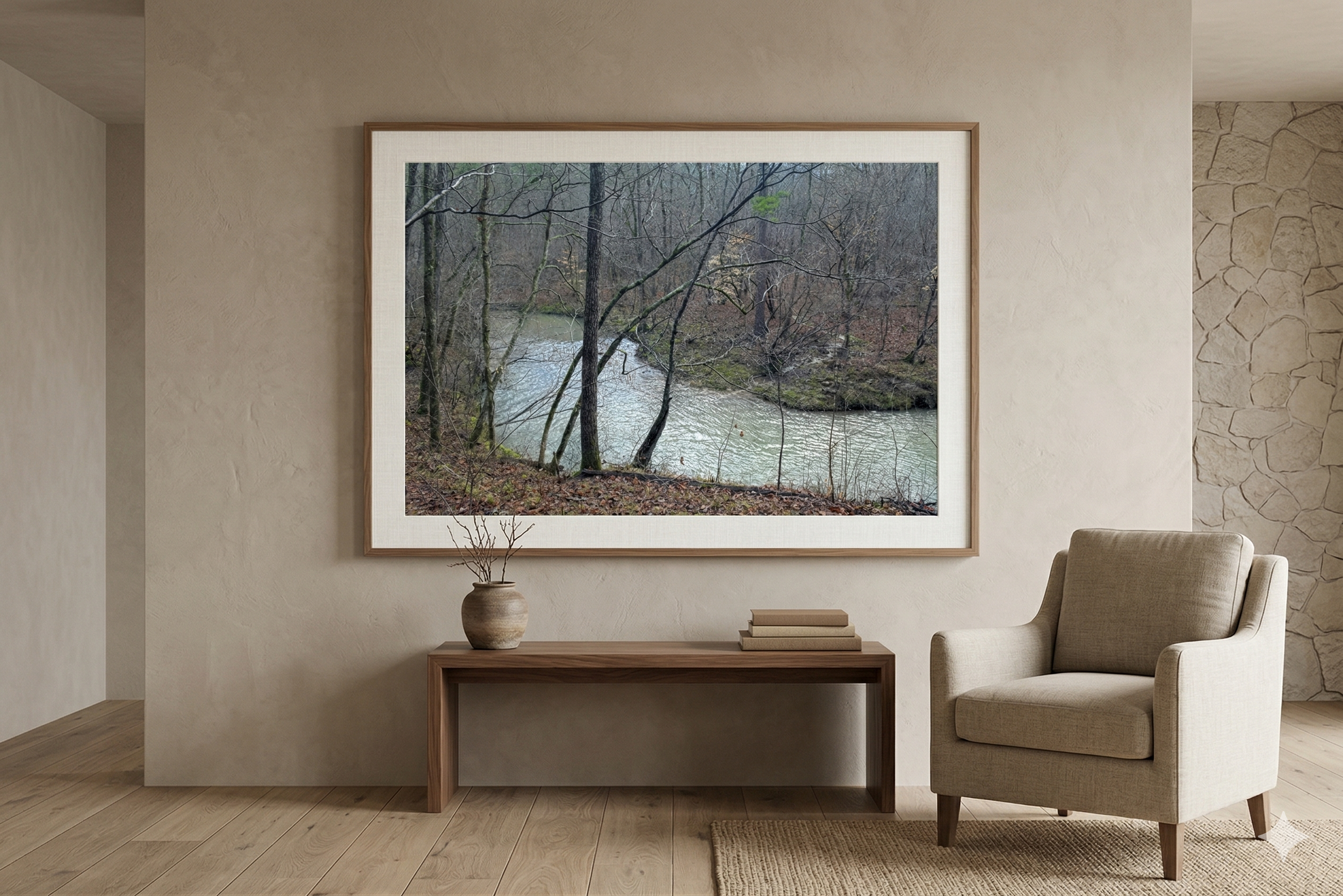 Quiet Forest Stream in Winter