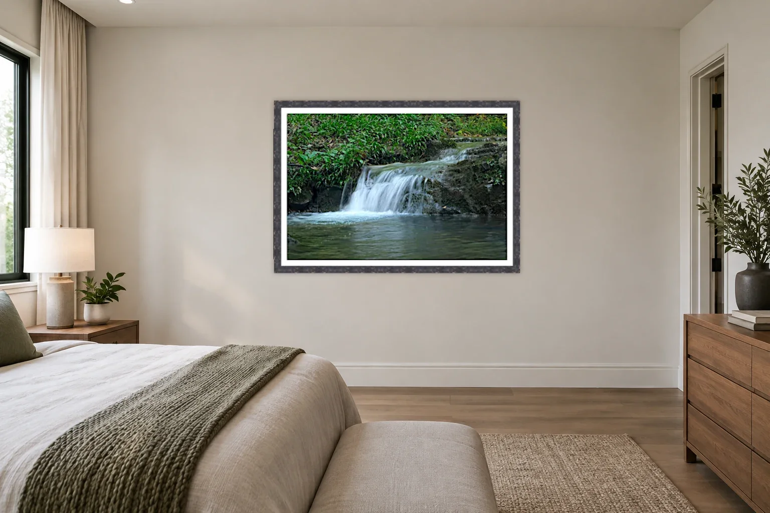 Forest Cascade Over Rock Ledge_Mockup-Modern.webp