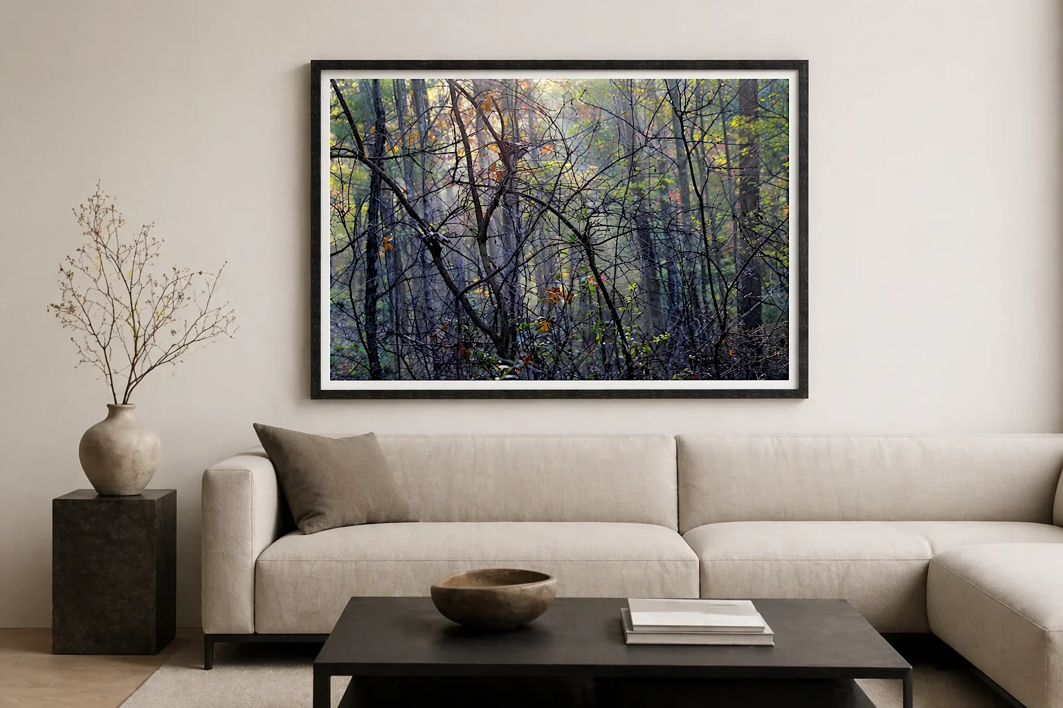 Backlit Branches in Morning Forest Light