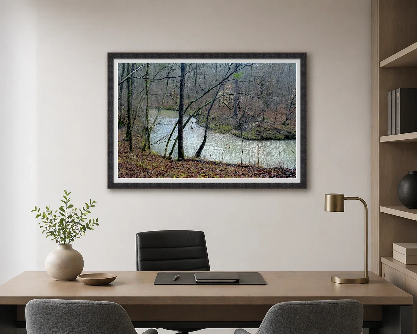 Quiet Forest Stream in Winter
