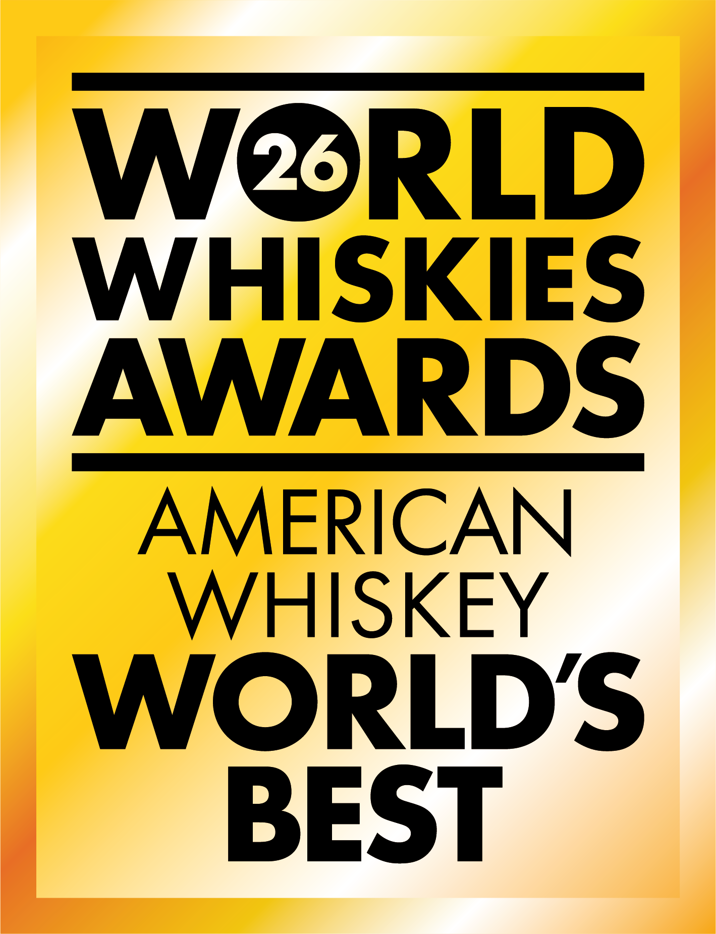 Poster for the 26th World Whiskies Awards featuring bold black text on a yellow background.