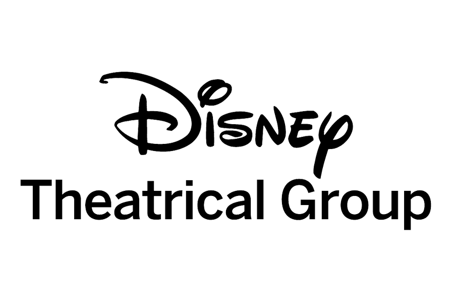 Black and white logo for Disney Theatrical Group with the Disney stylized logo and text