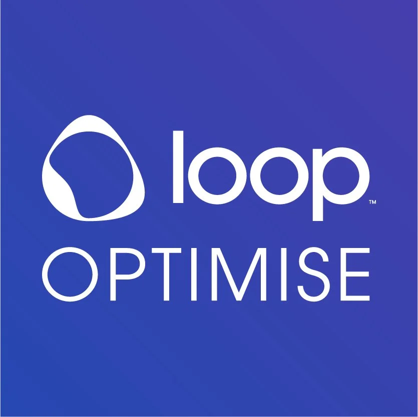 Logo of Loop with a blue background and the words "OPTIMISE" underneath.