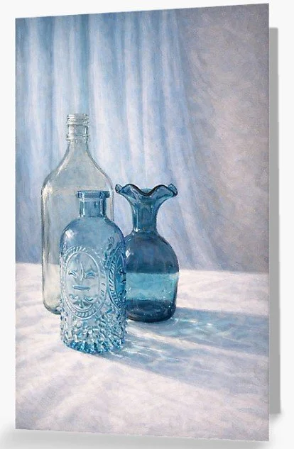 3 Blue Jars in Light