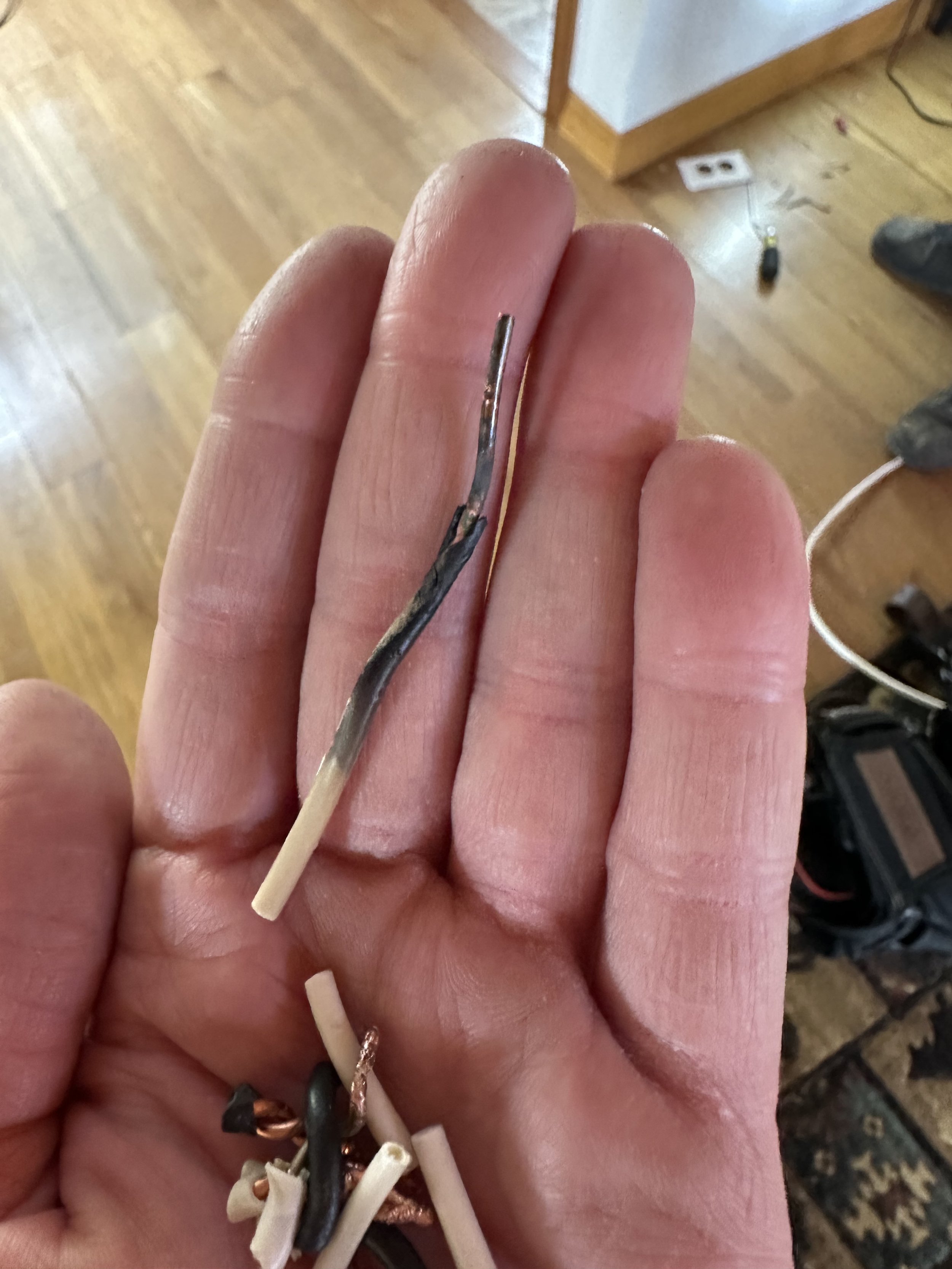 Damaged and burnt wiring indicating electrical issue in Bayview Idaho home