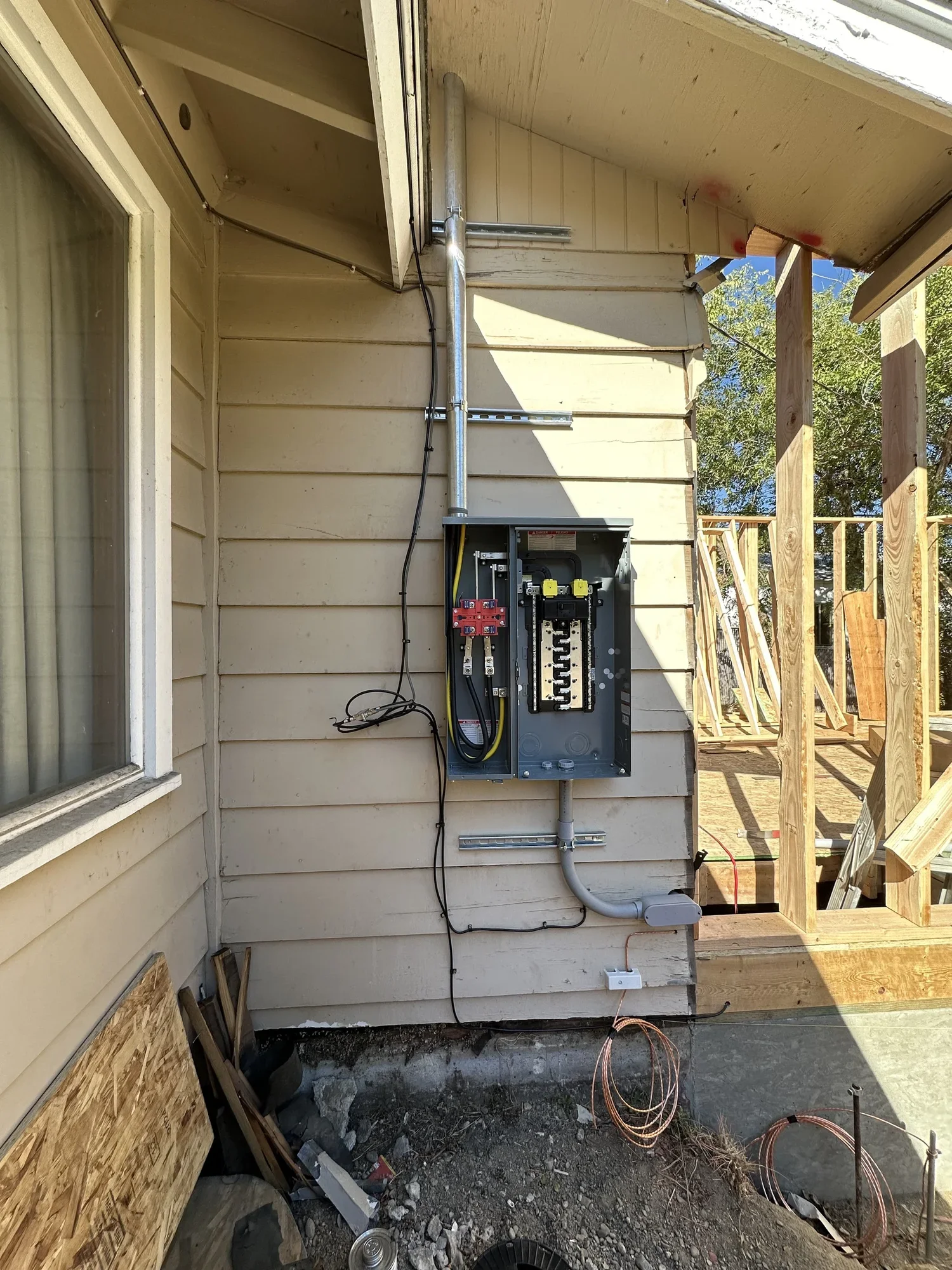Electrical service change installed on exterior of home in North Idaho