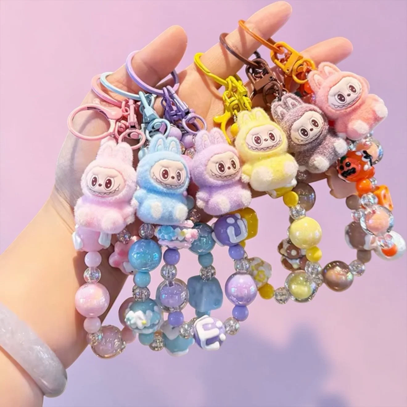 Labubu Keychains With Beaded wristbands