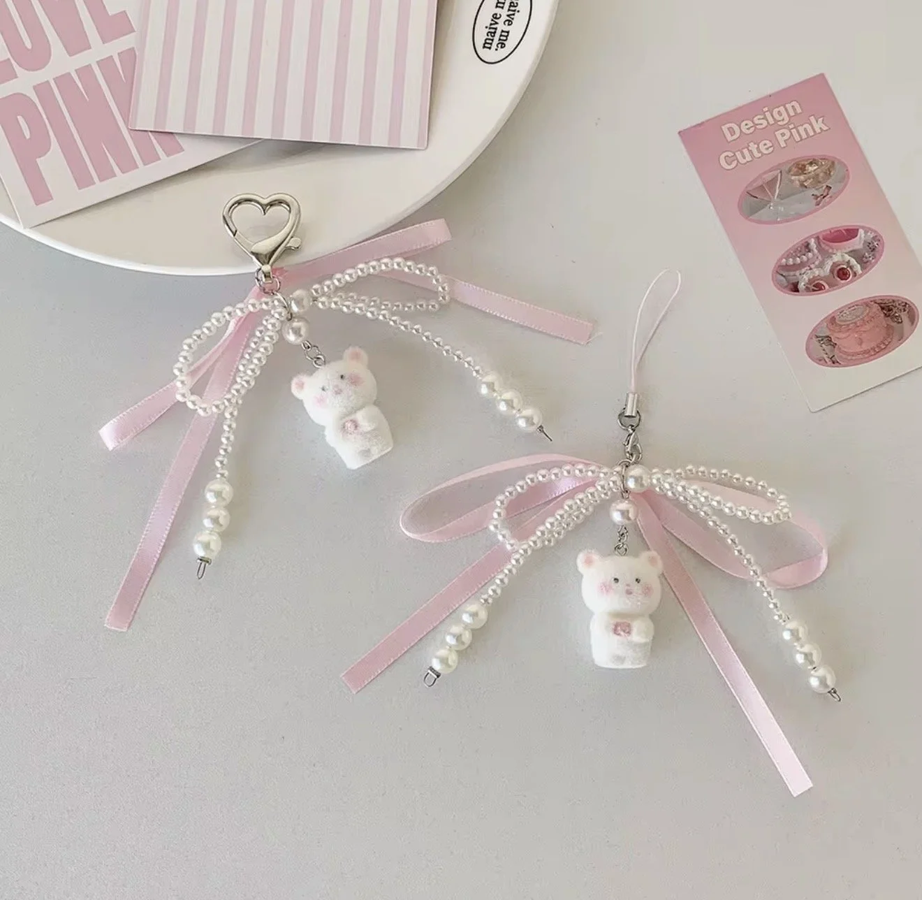 White Bear Keychain & Phone Charm Set