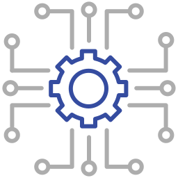 A gear connected to circuit lines representing technology or automation.