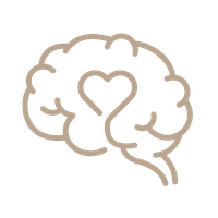 Illustration of a brain with a heart shape inside it.