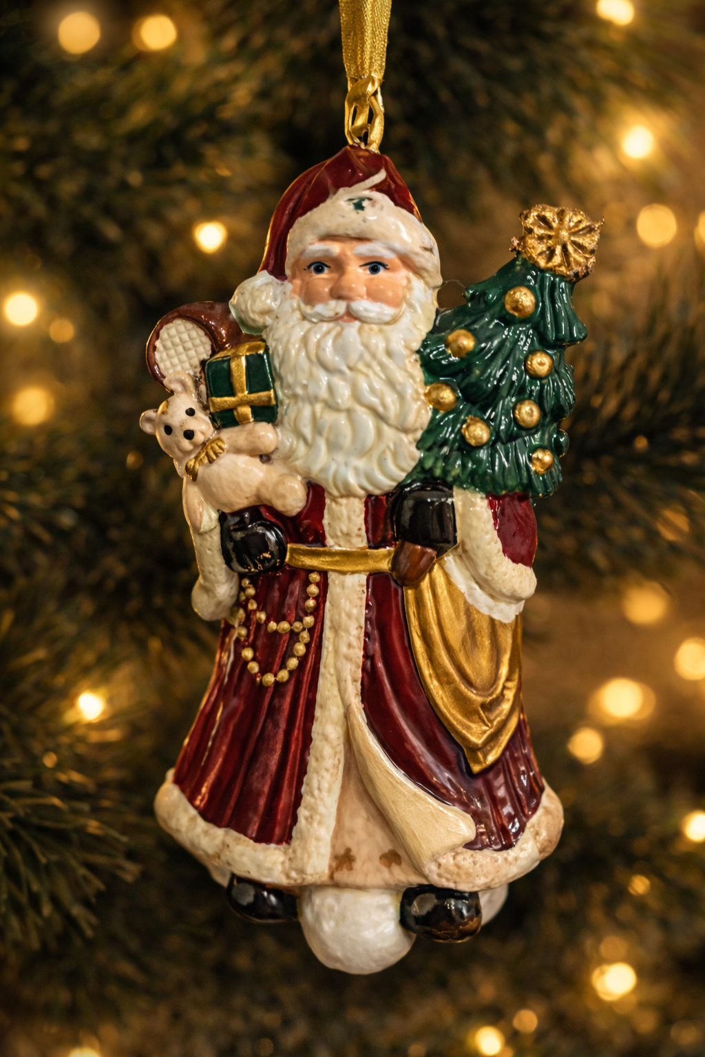 Old World Santa Ornament - Burgundy