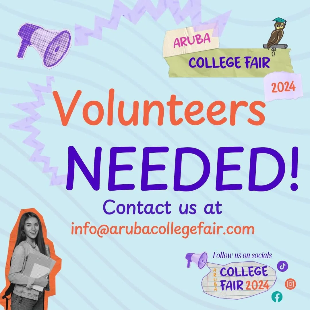 📣 Calling all volunteers! 📣

The Aruba College Fair 2024 is looking for enthusiastic and dedicated individuals to join our team! 🙌

If you&rsquo;re passionate about helping students explore their future opportunities, we need YOU! 💡✨

📅 Mark you