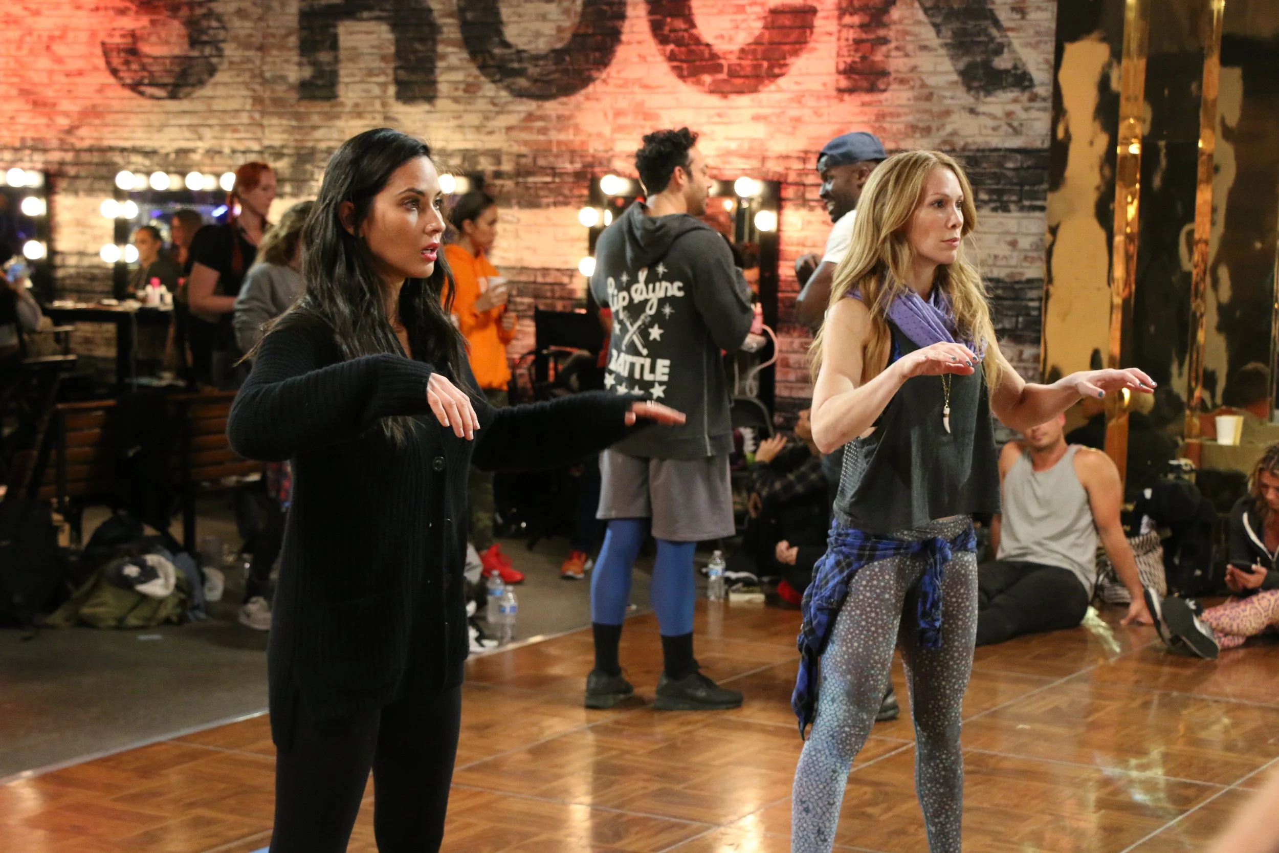 Olivia Munn rehearses for her Lip Sync Battle All Stars performance against Michael Phelps, John Legend and Terry Crews with choreographer Danielle Flora. Photo by Lisa Kholostenko.
