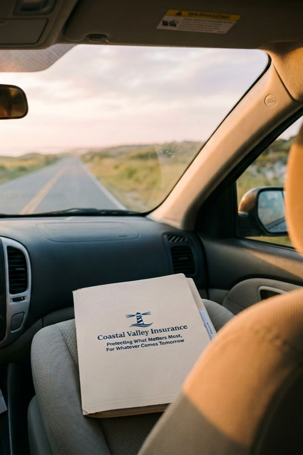 Open coastal Virginia highway at sunrise representing license reinstatement, non-standard auto insurance, and express SR22 or SR44 DMV filings by Coastal Valley Insurance LLC